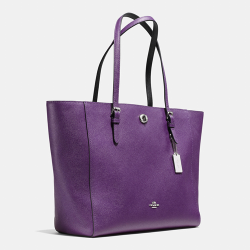 Turnlock Tote In Bicolor Crossgrain Leather | Women